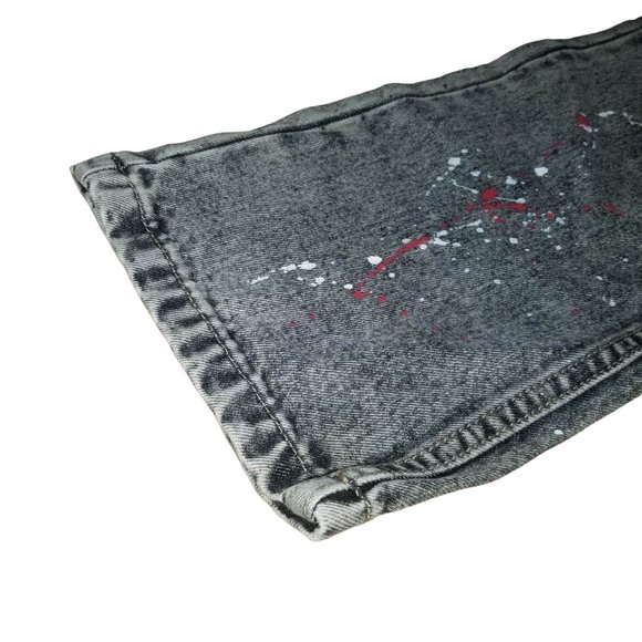 NWOT Mens Gray Denim Coin Pocket Straight Medium Wash Distressed Jeans 32x31 - Picture 2 of 7